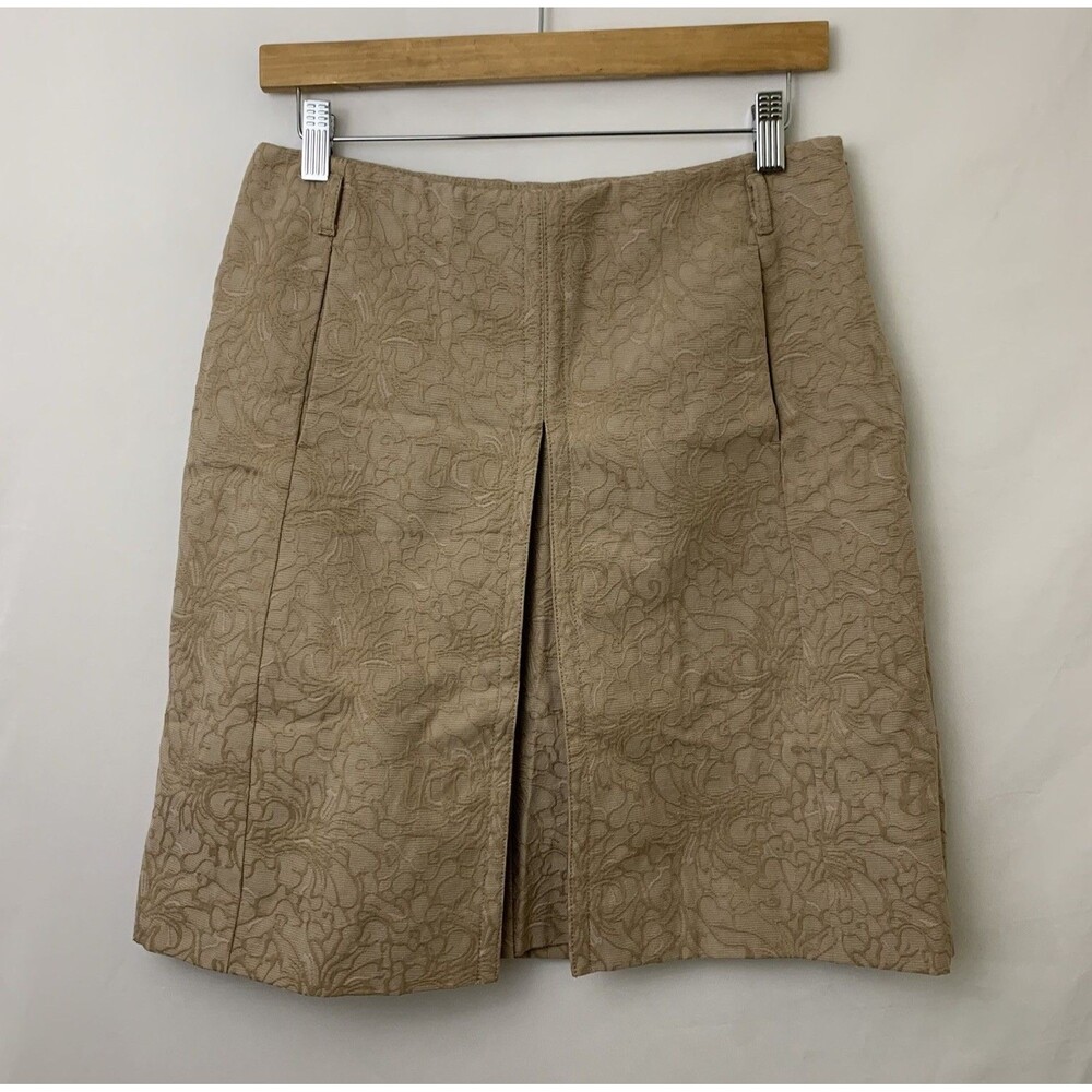 Etcetera Womens Skirt Size 6 Tan Floral Textured Embossed A-line Y2K 90’s